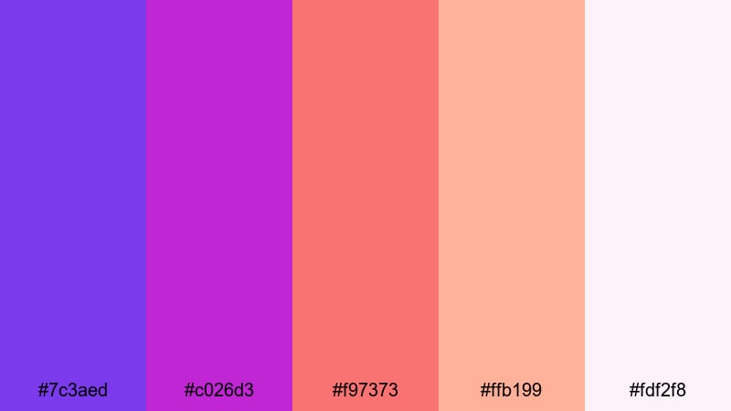 rose gold spotlight purple red orange color palette with hex codes