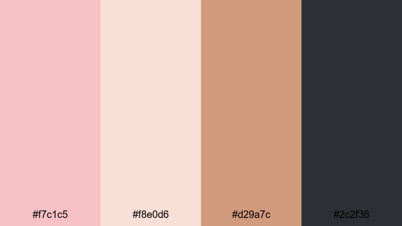 rose gold studio glow rose color palette with hex codes