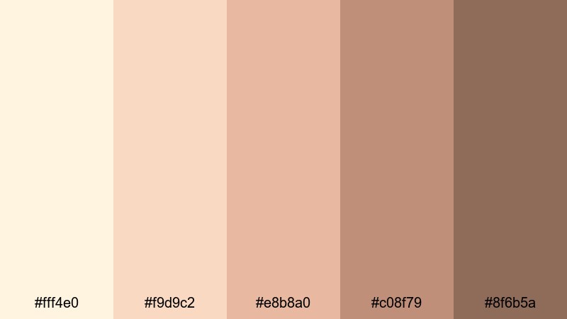 rose gold vanilla cream color palette with hex codes