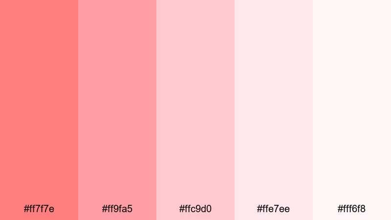 rose petal daydream coral color palette with hex codes