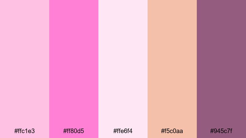 rose petal daydream pink magenta color palette with hex codes