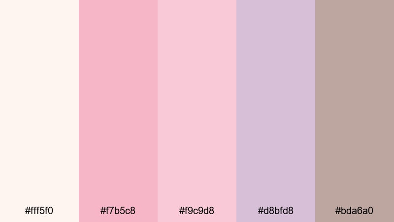rose petal diary pink cream color palette with hex codes