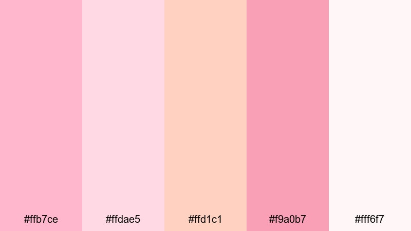 rose petal letters candy pink color palette with hex codes