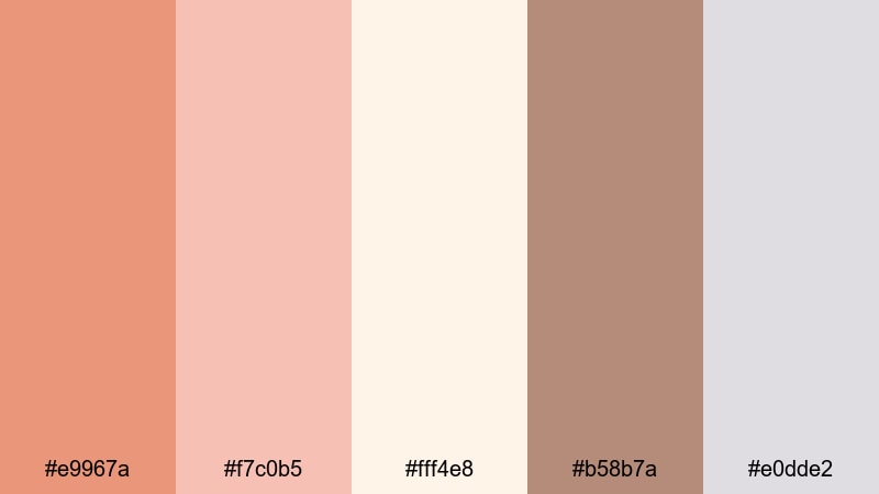 rose petal letters dark salmon color palette with hex codes