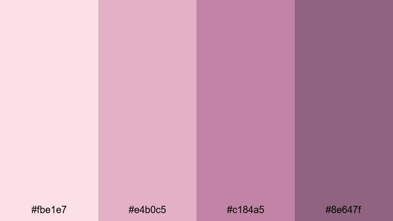 rose petal letters mauve color palette with hex codes