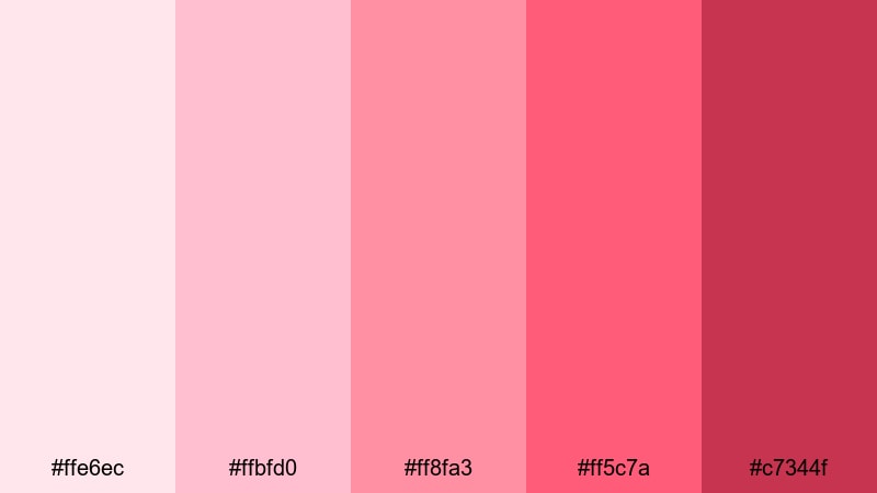 rose petal love valentines day color palette with hex codes