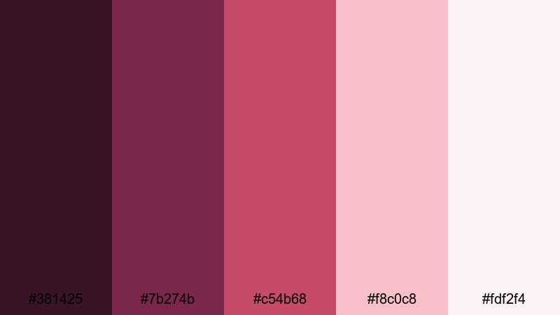 rose petal masquerade baroque color palette with hex codes