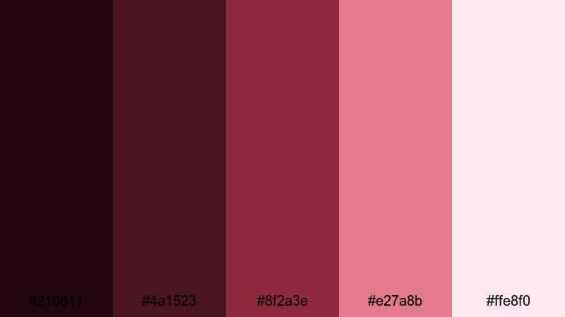 rose petal reverie black burgundy color palette with hex codes