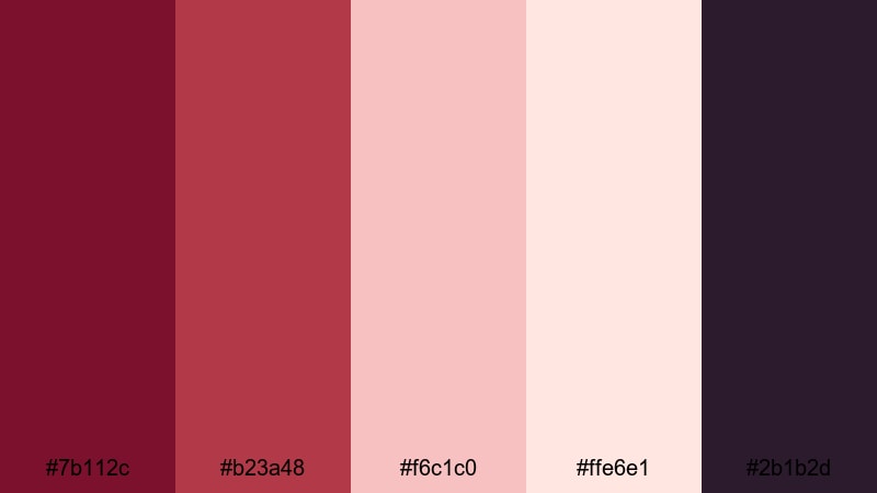 rose petal reverie burgundy color palette with hex codes
