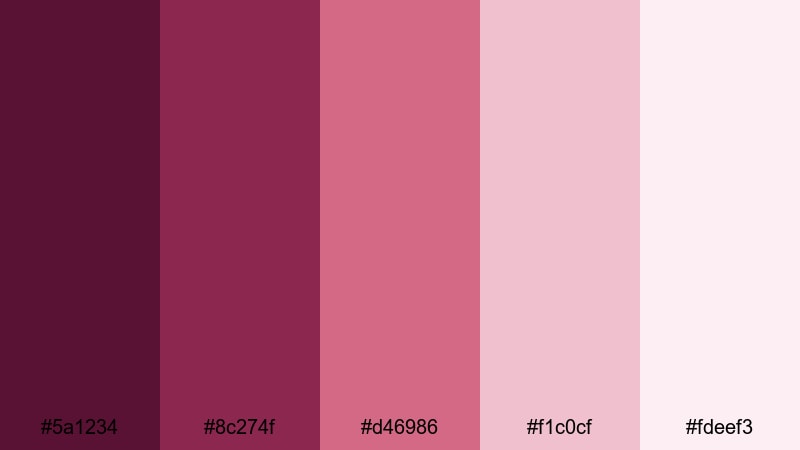 rose petal vows burgundy plum color palette with hex codes