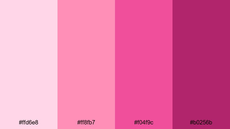 rose petal whisper red magenta color palette with hex codes