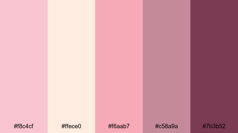 rose quartz aisle pink cream color palette with hex codes