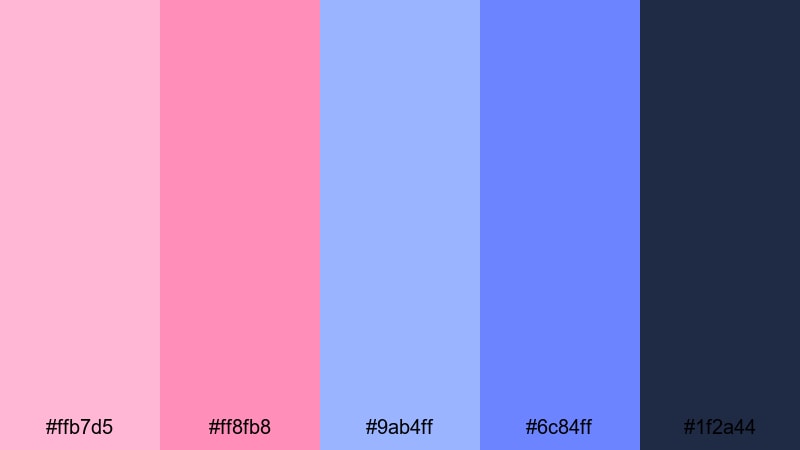 rose quartz dusk pink blue color palette with hex codes