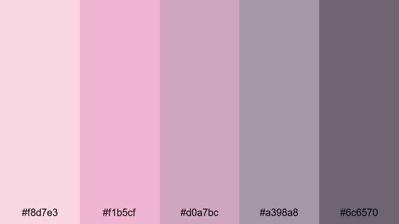 rose quartz evening pink gray color palette with hex codes