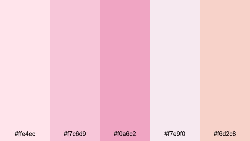 rose quartz morning blush pink color palette with hex codes