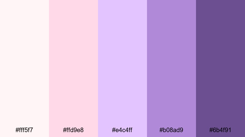 rose quartz whisper amethyst color palette with hex codes