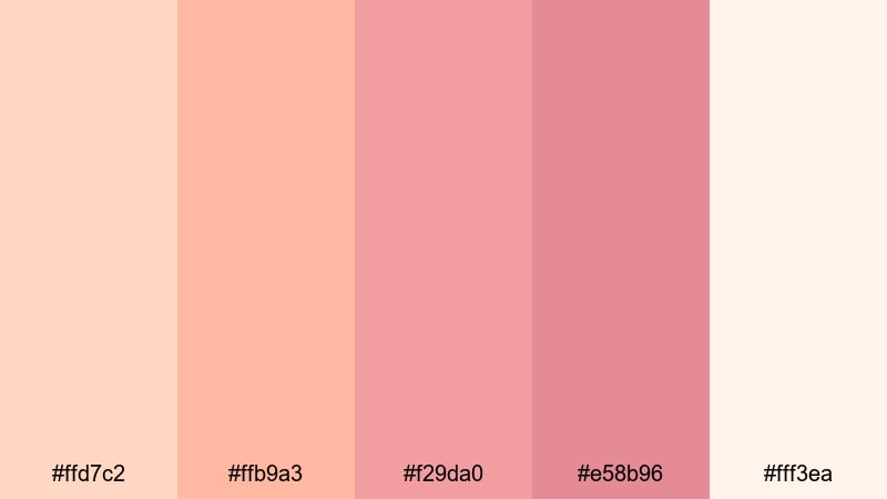 rose tea picnic peach color palette with hex codes