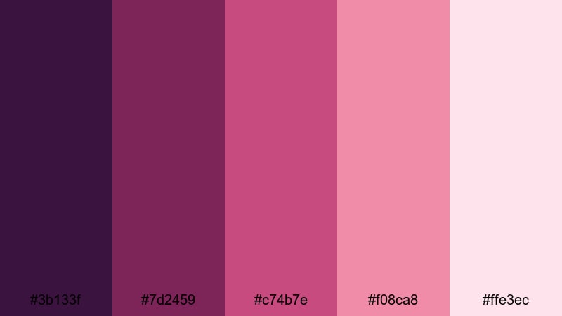 rose twilight blush purple red color palette with hex codes