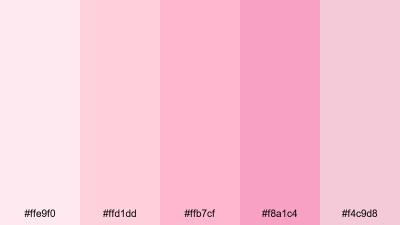 rosewater daydream pink color palette with hex codes