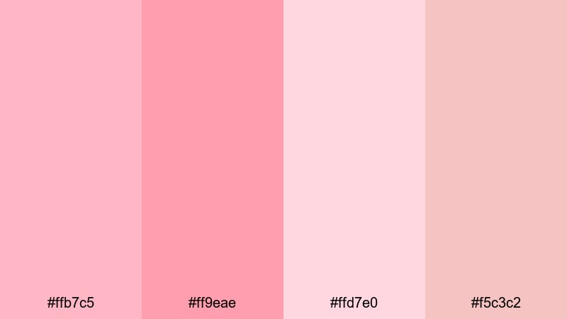 rosewater love story peach pink color palette with hex codes