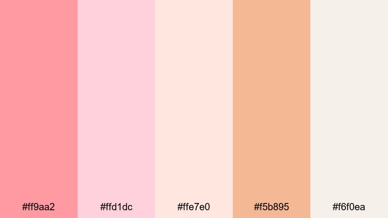 rosewater whisper glow salmon pink color palette with hex codes