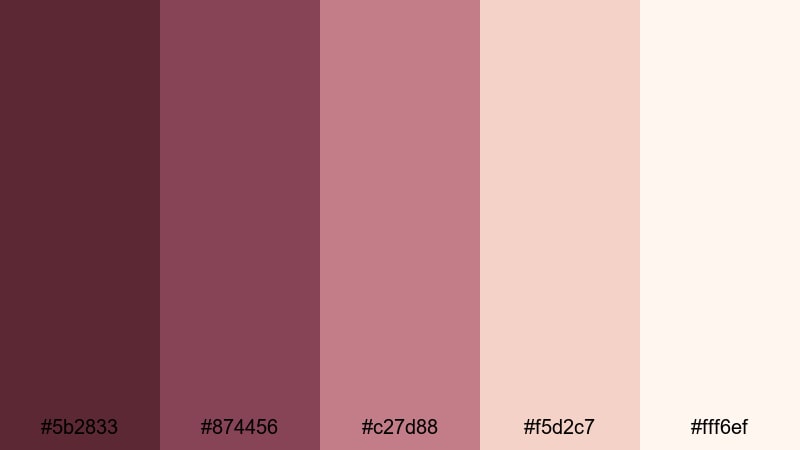 rosewood evening glow brown maroon color palette with hex codes
