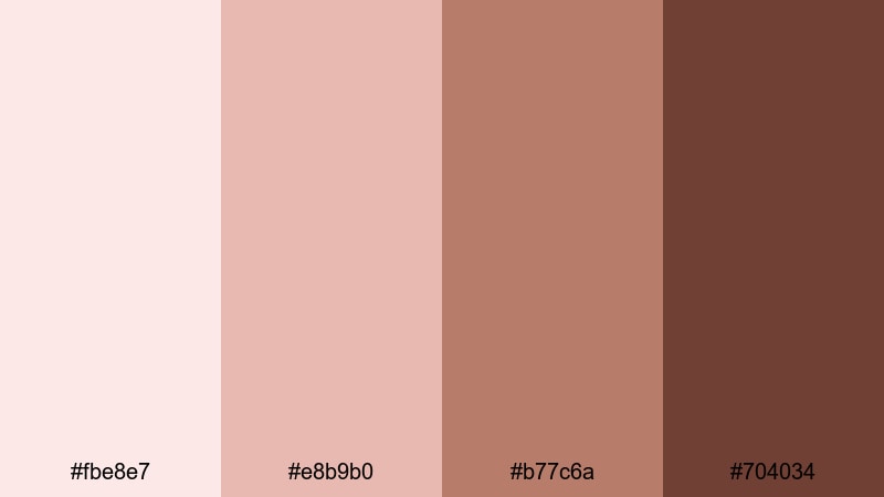 rosewood morning glow brown pink color palette with hex codes