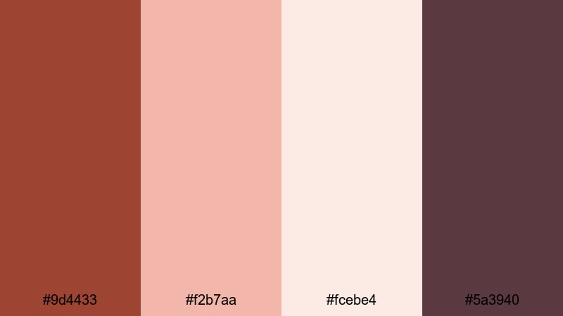 rosewood storybook red rust color palette with hex codes