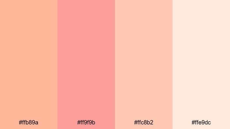 rosy apricot whispers orange pink color palette with hex codes
