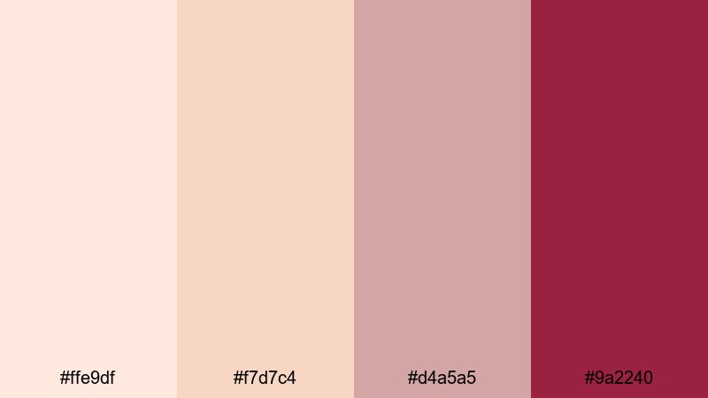 rosy champagne whisper rose gold burgundy color palette with hex codes