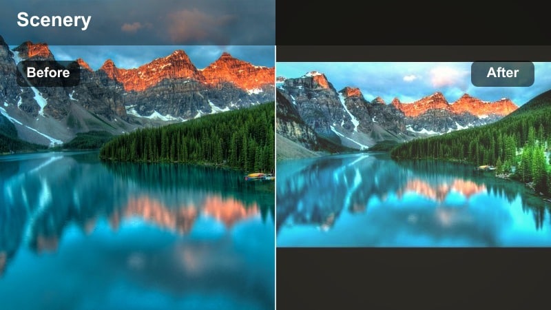 Pink-tinted sunset TikTok filter with faded contrast over a city view.