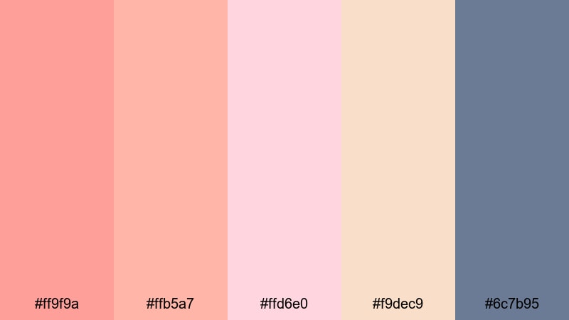 rosy sunset balcony melon color palette with hex codes