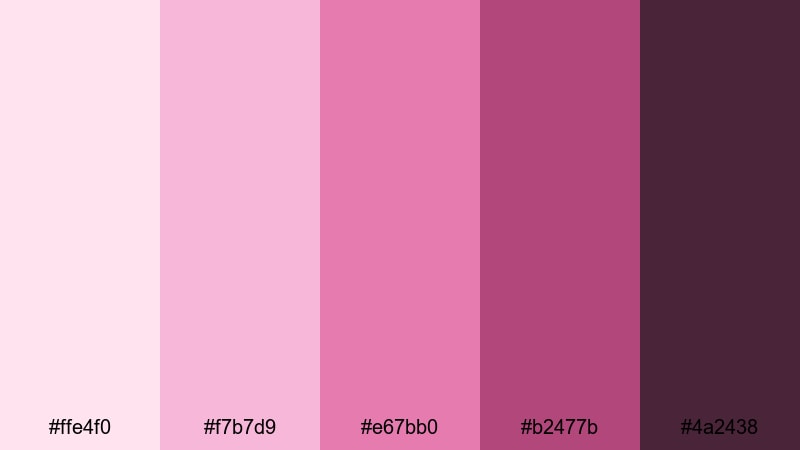 rosy velvet morning red violet color palette with hex codes