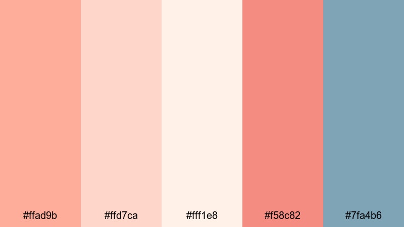 rosy vlog morning peach coral color palette with hex codes