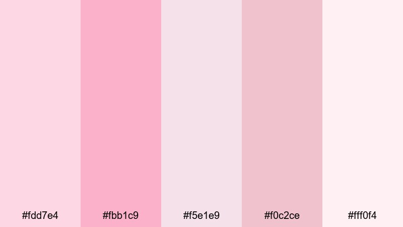 rosy wedding glow pale pink color palette with hex codes