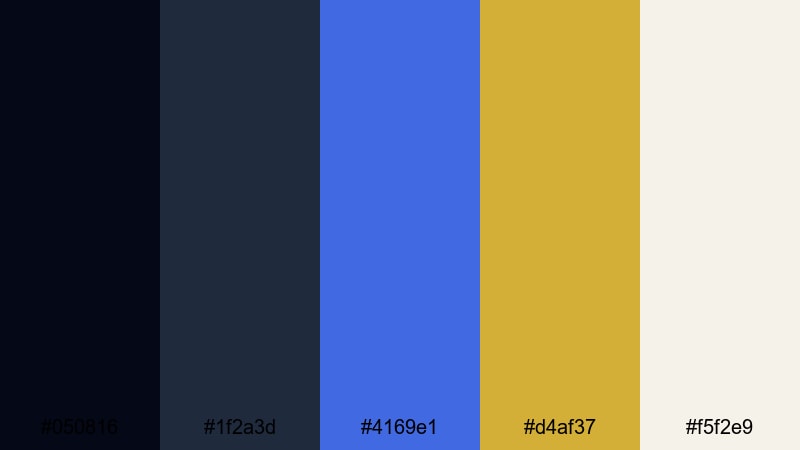 royal gala evening royal blue color palette with hex codes