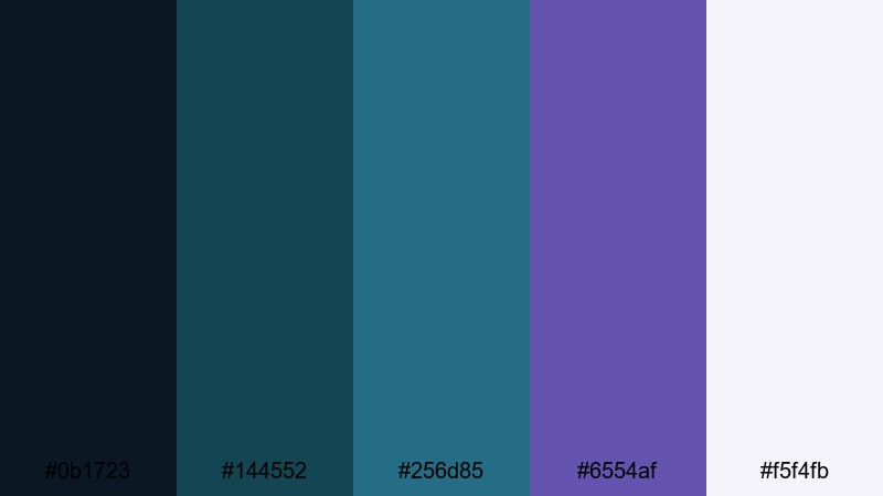royal harbor cinema blue green purple color palette with hex codes