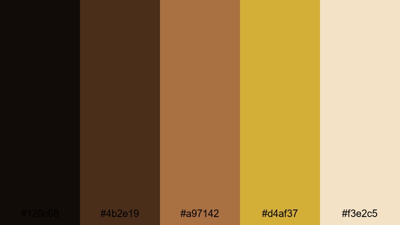 royal mocha signature gold brown color palette with hex codes