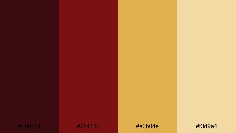 royal velvet ember gold red color palette with hex codes