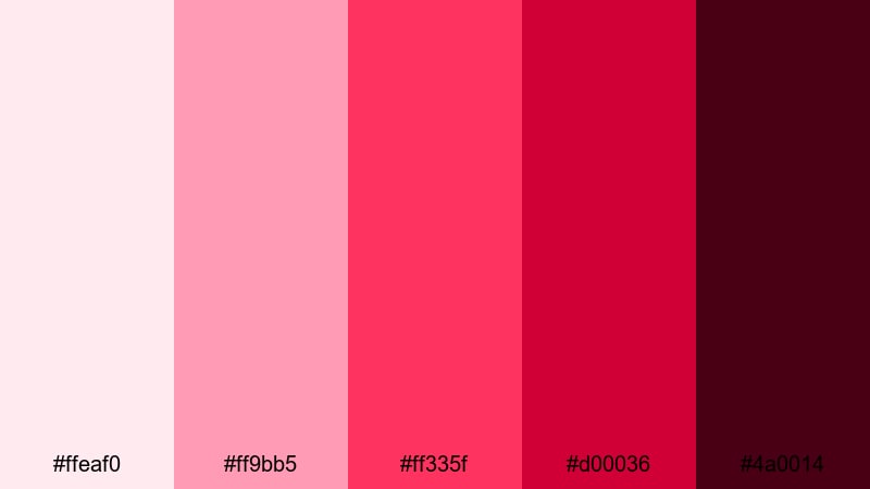ruby stage lights love color palette with hex codes