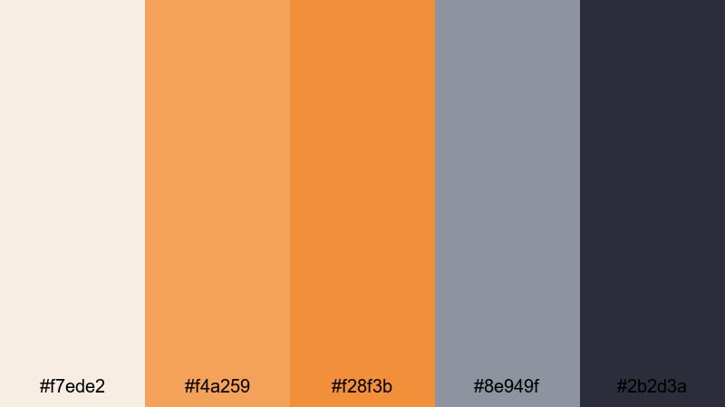 rusted film grain orange gray color palette with hex codes