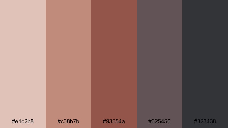 rusted metro haze gray red color palette with hex codes