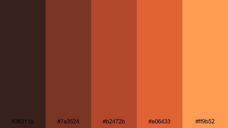 rustic brick alley brown red orange color palette with hex codes