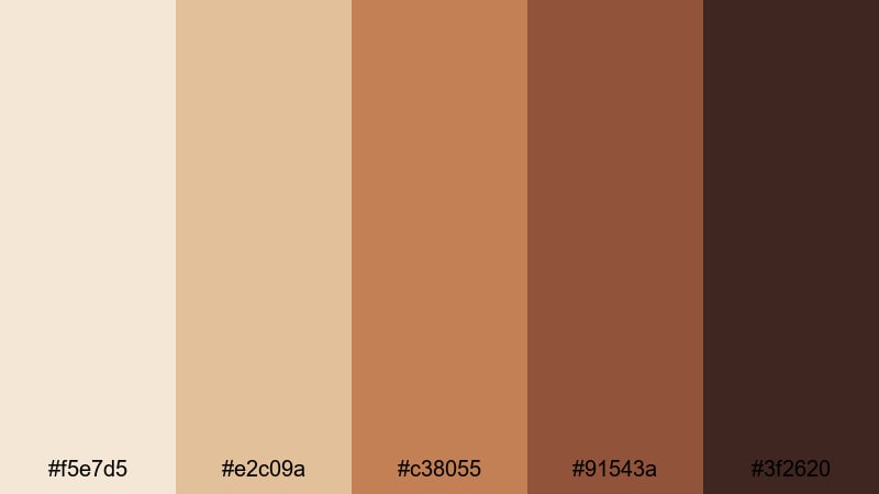 rustic film grain orange brown color palette with hex codes