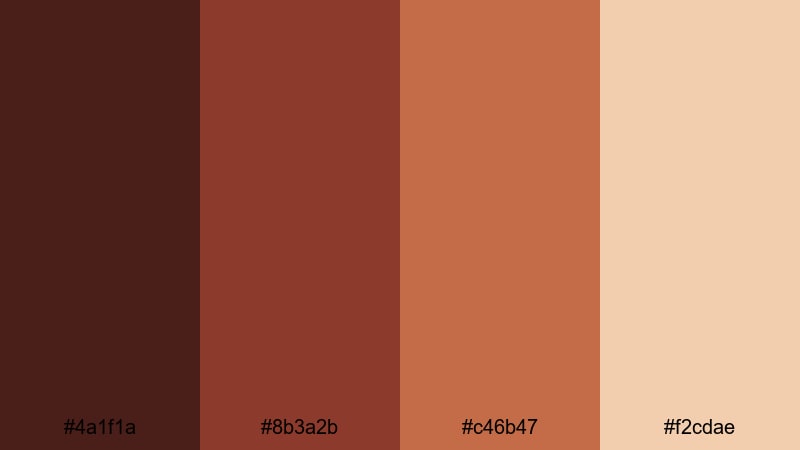 rustic film noir brown red color palette with hex codes