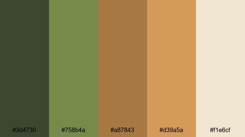 rustic garden harvest brown green color palette with hex codes
