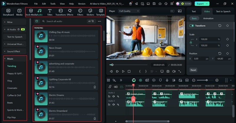 browse through filmora features and libraries