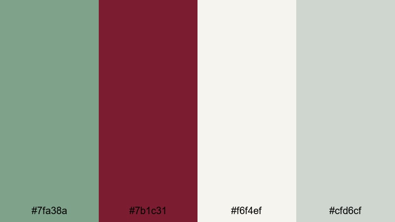 sage port minimalist green burgundy color palette with hex codes