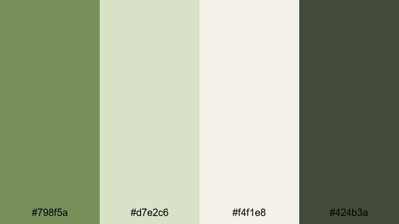 sage studio calm army green color palette with hex codes