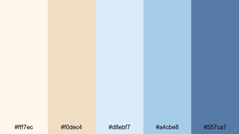 sailcloth horizon blue cream color palette with hex codes